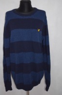 LYLE SWETER 100% WEŁNA OWCZA LAMBSWOOL OVERSIZE PASKI WEŁNIANY MIĘKKI