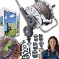 WĄŻ OGRODOWY 1/2 NA BĘBNIE WÓZEK ZWIJANY 50M + PISTOLET DO ZRASZANIA ZŁĄCZA