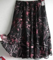 Spódnica czarna wzór kliny szeroki dół maxi 52/54