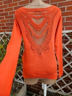 Stradivarius bluzka bluza sweter swetr ażur ażurowa gipiura bawełna r. M