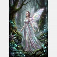 Leśna wróżka obraz na płótnie 55x80 tajemniczy las fantasy mgła kobieta art