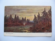 MICHAŁ POCIECHA JESIEŃ OGNISKO NA POLANIE przedwojenna POCZTÓWKA