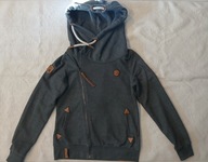 NAKETANO MARKOWA BLUZA SZARA BAWEŁNA ASYMETRYCZNY ZAMEK M