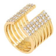 57888 Pierścionek pozłacany 18K średnica 16 mm szeroki z cyrkoniami