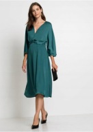 Tanio_NOWA luksusowa WYSZCZUPLAJĄCA szmaragdowa sukienka_MODNA satyna 44/46