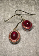 Piękne delikatne kolczyki ze zdobieniem akrylowym oczkiem pozłacane 18k