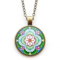 Naszyjnik wisiorek medalion na łańcuszku stare złoto orient mandala żywiołu