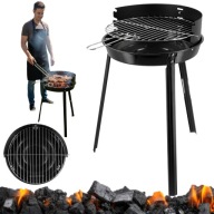 GRILL WĘGLOWY TURYSTYCZNY KEMPINGOWY PIKNIKOWY STALOWY RUSZT 34x34cmOKRĄGŁY