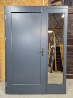 NOWE DRZWI Zewnętrzne Dębowe Drewno Doświetle Wejściowe 151x213cm Antracyt