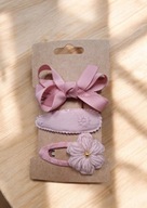 Spinki do włosów kwiatek kokardka brudny róż 3 szt.