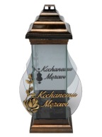 Kochanemu Mężowi, legancki szklany znicz. 1 gat.