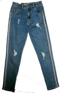 DENIM SPODNIE SPODENKI JEANS LAMPASY J NOWE