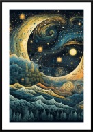 A2 PLAKAT OBRAZ GWIAŹDZISTA NOC W STYLU VINCENT VAN GOGH NOC GWIAZDY GRANAT