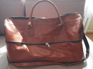 DUŻA TORBA PODRÓŻNA JASNY BRĄZ SKÓRA NATURALNA WIELBŁĄDZIA