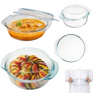 NACZYNIE ŻAROODPORNE Z POKRYWKĄ DO ZAPIEKANIA SZKLANE 1,5L MAŁE