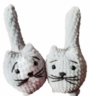 Szydełkowe rękodzieło, zestaw maskotek Hand Made - dwa siwe kotki