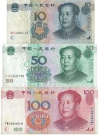 Chiny - 10,50,100 Yuan - 1999-2005