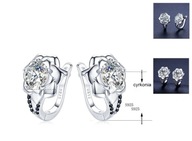 PIĘKNE SREBRNE KOLCZYKI 925 DLA KOBIETY RÓŻE KOLCZYKI KWIATKI SREBRO 925