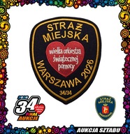34 Naszywka Straży Miejskiej m.st. Warszawy i czerwone serce – symbol WOŚP