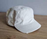 MĘSKA BIAŁA CZAPKA Z DASZKIEM PATROLÓWKA 100% BAWEŁNA PASEK NA RZEP 58 CM