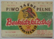 STARA ETYKIETA PIWO BESKIDZKI ZDRÓJ BROWAR ŻYWIEC ROZLEWNIA GS SCH ŻYWIEC