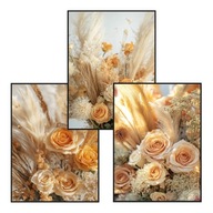 Plakat Zestaw 50x70 3szt. plakaty, postery,BOHO, MINIMALIZM, KWIATY