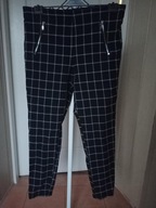 c&a yessica 42 spodnie treggin na gumie rurki czarne wzorek biała krateczka