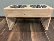 DREWNIANY stojak na miski dla psa