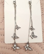 KOLCZYKI DŁUGIE WISZĄCE DIAMENTY DIAMENTAMI TAFLA motyle BOHO FRĘDZLE ŚLUB