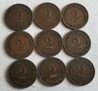 Moneta Niemcy 2 reichpfennig 1912 1913 duży orzeł