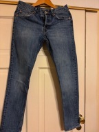 Jeansy męskie w28 L32 granatowe z przetarciami kieszenie bawełna Weekday