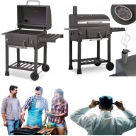 GRILL WĘGLOWY OGRODOWY KOMIN ŻELIWNY RUSZT 57 x 43cm + TERMOMETR DUŻY
