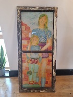 obraz na starym drewnianym oknie