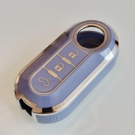 Lawendowo-srebrne etui kluczyka FIAT 500 Ducato Punto Panda Citroen Peugeot