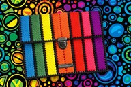 Kolorowa ręcznie robiona torebka na kanwie - paski