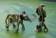 Mosiężna figurka kolekcjonerska - szczęśliwy słoń plus orzeł.