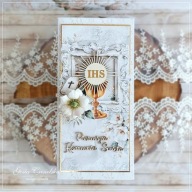 Kartka w pudełku na Pierwszą Komunię Świętą Pamiątka - Hand Made