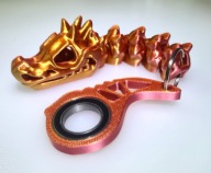 Keyrambit KeySpinner + Gold Red Flexi czaszka T-Rex Rekinek HIT!