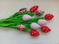 TULIPANY Z MATERIAŁU 35 cm, BUKIET 10 sztuk