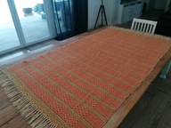 TKANY WEŁNIANY KILIM KAPA NARZUTA PASIAK FRĘDZLE 120 x 220 TZ