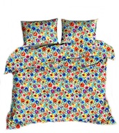 pościel z flaneli 200x200 +2x70x80 guzik F 101 folk biały