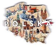 POLSKA MAPKA ATRAKCJE Magnes na lodówkę D007
