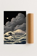 Plakat bez ramy 50x70cm Hokusai w Mroku fala japoński styl art obraz