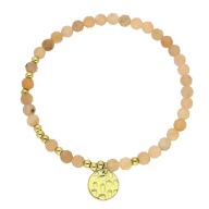 83574 Bransoletka złota stal chirurgiczna koraliki naturalne blaszka