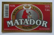 ETYKIETA PIWO MOCNE MATADOR BROWAR WYSZKÓW DLA GUARANA CHRZANÓW