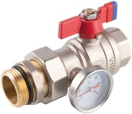 Zawór kulowy nakrętno-wkrętny z motylkiem + śrub.