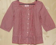 Bluzka boho bawełniana haft prążki dekolt carmen 36