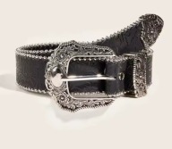 GOTYCKI PASEK W STYLU Y2K CZARNY KOWBOJSKI GOTH PREZENT STRRETWEAR 105cm