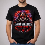 Koszulka męska IRON SILENCE Red Core pies nadruk DTF XL biała