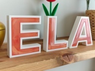 ELA - napis 3D, litery z żywicą perłową, prezent, dekoracja